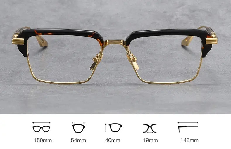 Unisex Square Full Rim Titanium Oversized Prescription Glasses D008 — view 7 | Rx Spectacle