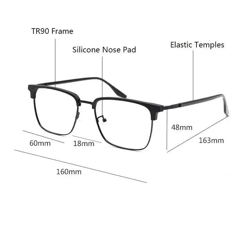 Men's Square Full Rim Titanium Oversized Prescription Glasses 952102 — view 2 | Rx Spectacle