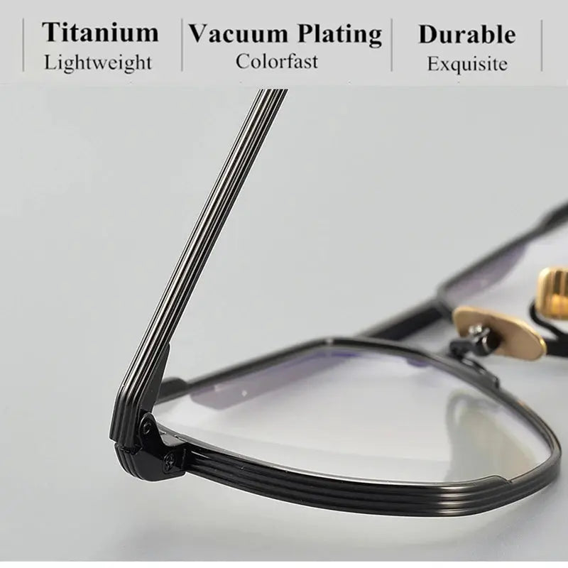 Unisex Oval Full Rim Titanium Double Bridge Prescription Glasses Jr39 — view 3 | Rx Spectacle
