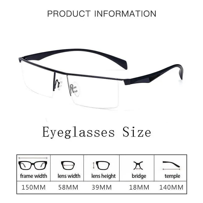 Men's Square Semi-Rimless Titanium Prescription Glasses P83321 — view 8 | Rx Spectacle