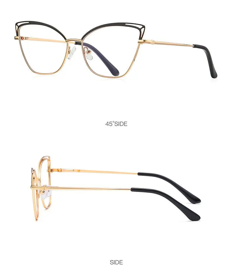 Women's Cat Eye Full Rim Alloy Prescription Glasses 3038 — view 15 | Rx Spectacle