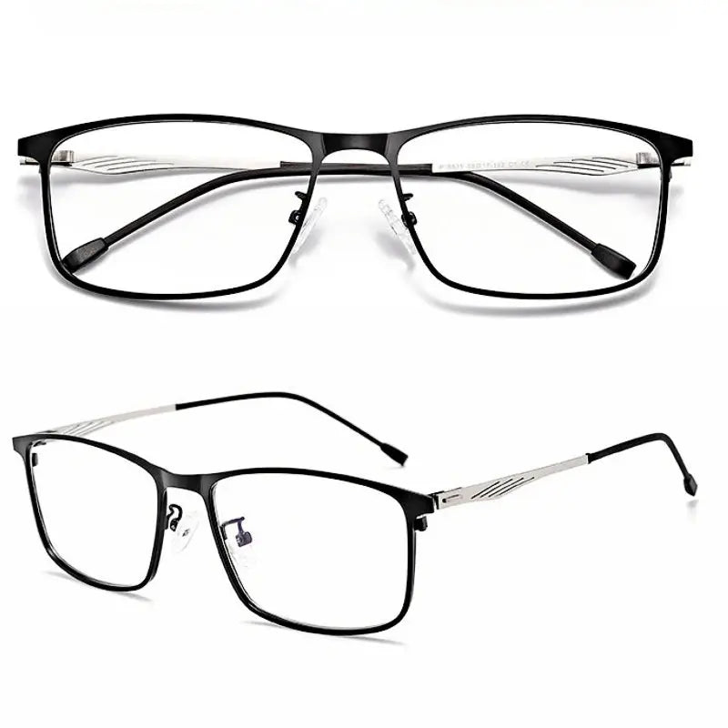 Men's Square Full Rim Alloy Oversized Prescription Glasses 8835 — view 9 | Rx Spectacle