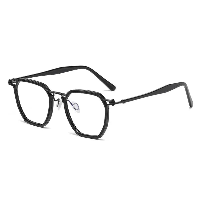 Unisex Polygon Full Rim Titanium Oversized Prescription Glasses 725867 — view 4 | Rx Spectacle
