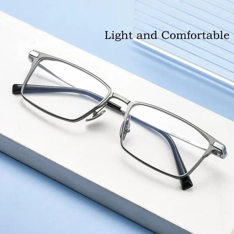 Men's Square Full Rim Titanium Prescription Glasses L8925m — view 8 | Rx Spectacle