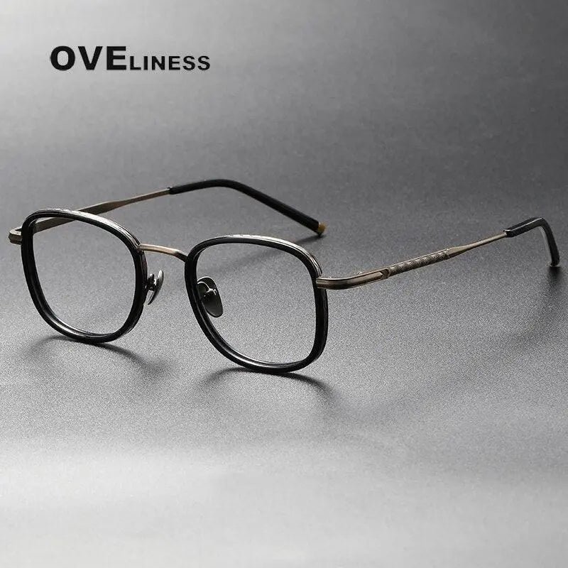 Unisex Square Full Rim Titanium Prescription Glasses — view 2 | Rx Spectacle