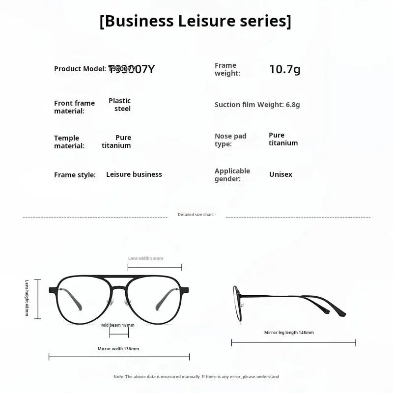 Women's Round Full Rim Titanium Clip-On Prescription Glasses 930077 — view 2 | Rx Spectacle