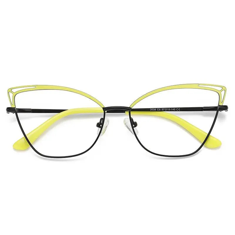 Women's Cat Eye Full Rim Alloy Prescription Glasses 3038 — view 8 | Rx Spectacle