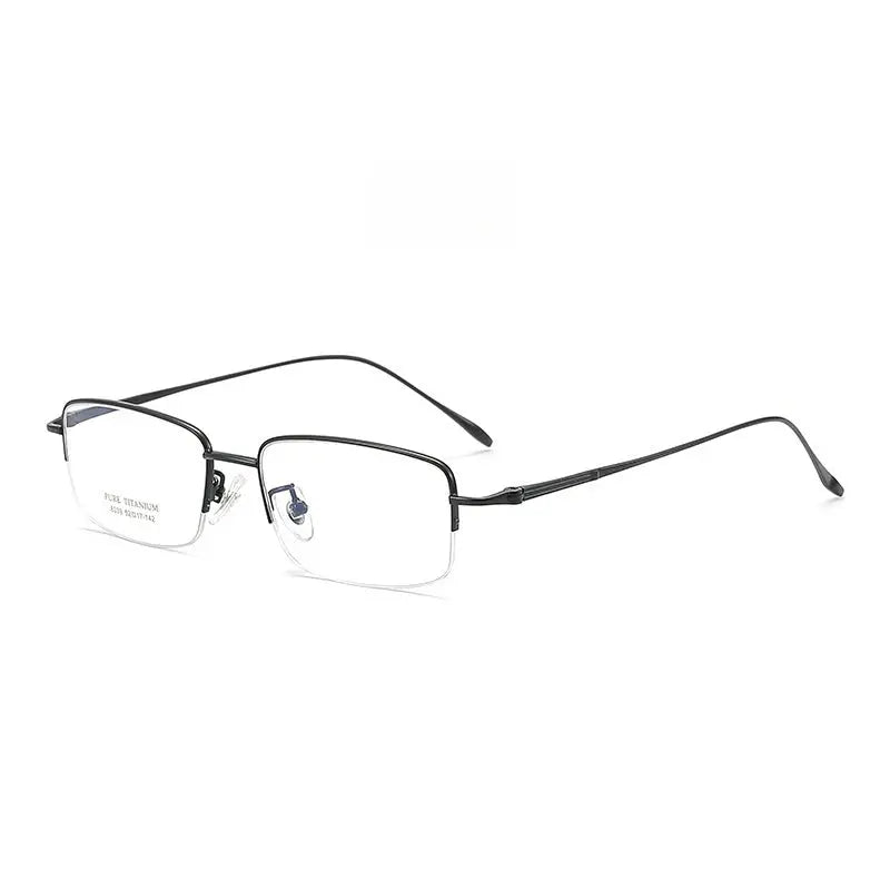 Men's Square Semi-Rimless Titanium Prescription Glasses Y8039 — view 6 | Rx Spectacle
