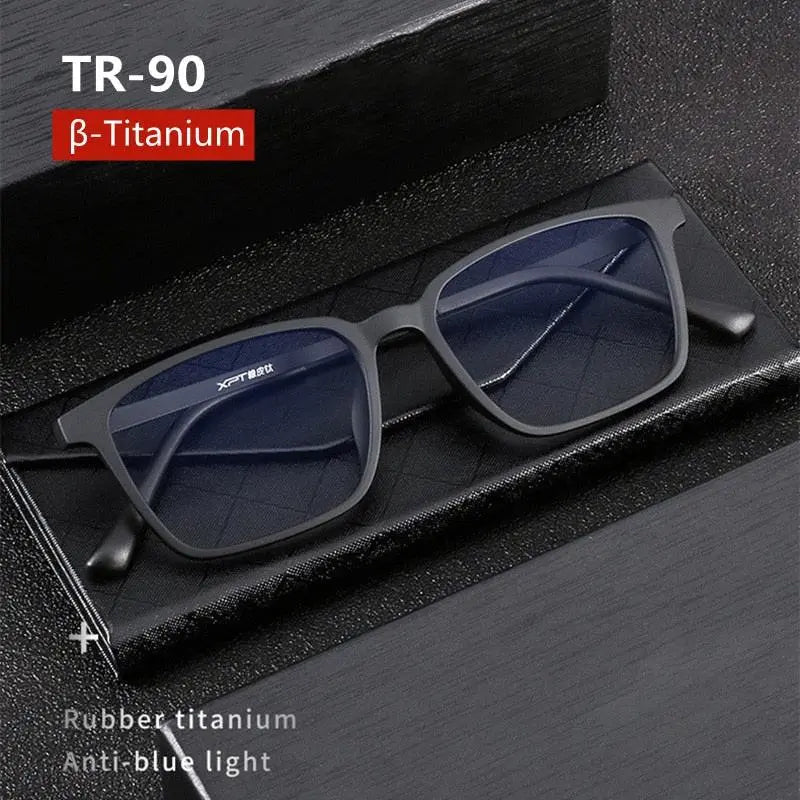 Unisex Square Full Rim Titanium Reading Glasses 9822-1 — view 12 | Rx Spectacle