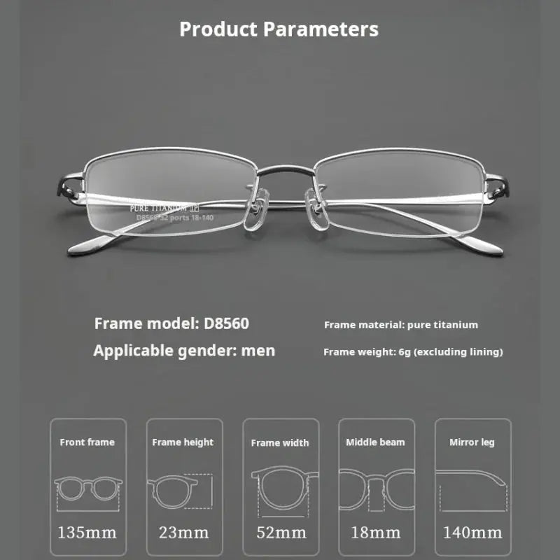 Women's Square Semi-Rimless Titanium Prescription Glasses 78560 — view 2 | Rx Spectacle