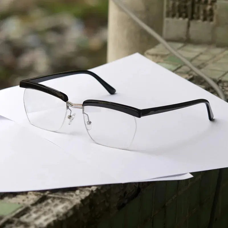 Men's Square Semi-Rimless Titanium Prescription Glasses 699001 — view 1 | Rx Spectacle