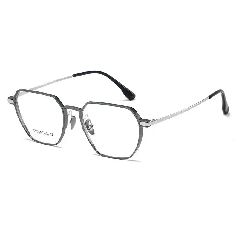 Unisex Polygon Full Rim Titanium Flat Top Prescription Glasses 20226 — view 4 | Rx Spectacle