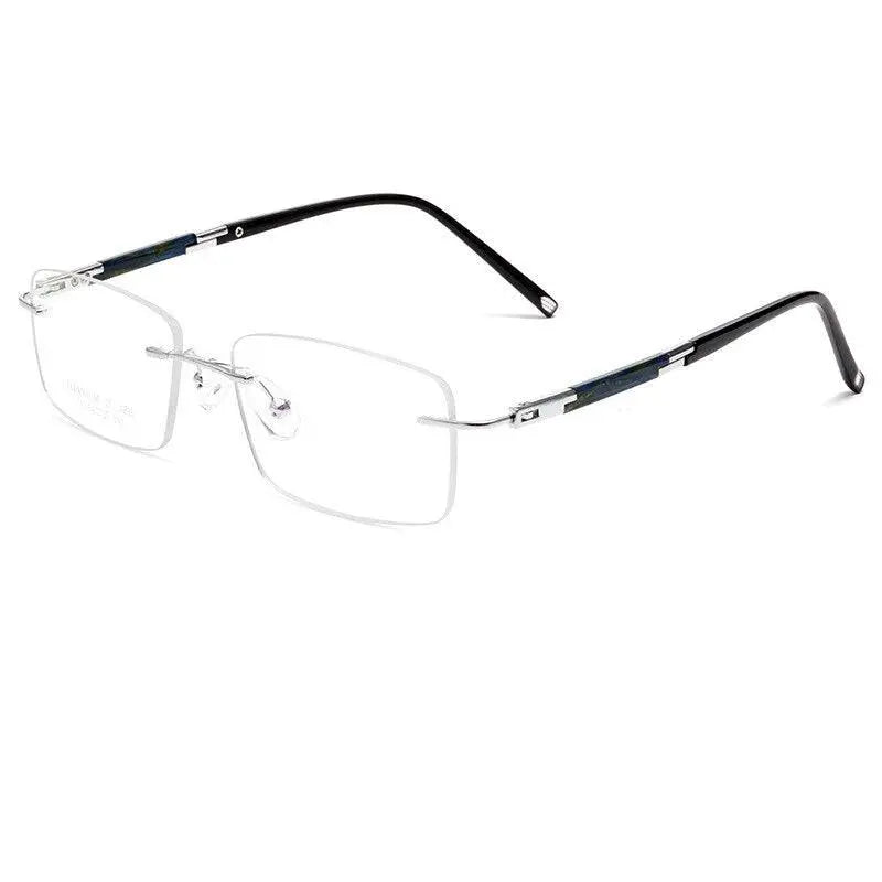 Men's Square Rimless Titanium Prescription Glasses Z9WK — view 4 | Rx Spectacle