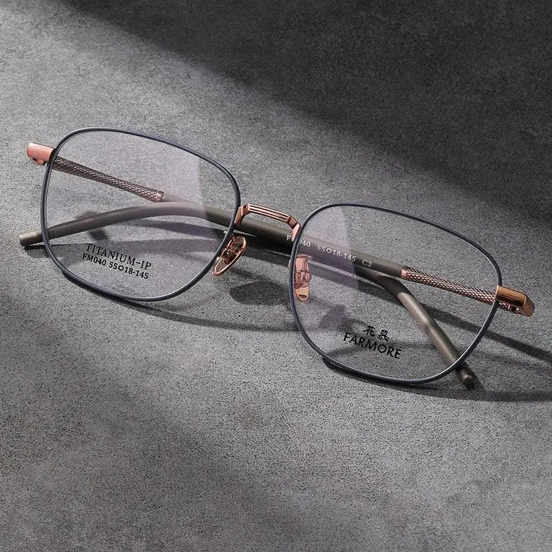 Unisex Square Full Rim Titanium Prescription Glasses FM040 — view 9 | Rx Spectacle