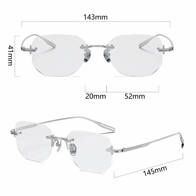 Unisex Oval Rimless Titanium Prescription Glasses 41013 — view 2 | Rx Spectacle