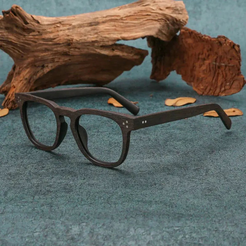 Men's Square Full Rim Wood Prescription Glasses 8182 — view 11 | Rx Spectacle