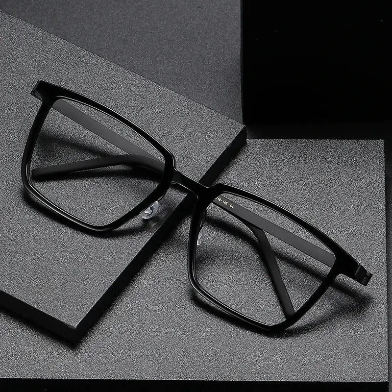 Unisex Square Full Rim Titanium Oversized Prescription Glasses D844 — view 2 | Rx Spectacle