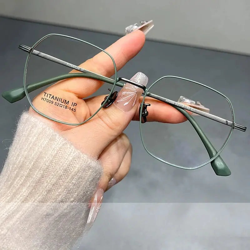 Women's Polygon Full Rim Titanium Prescription Glasses 617009 — view 3 | Rx Spectacle