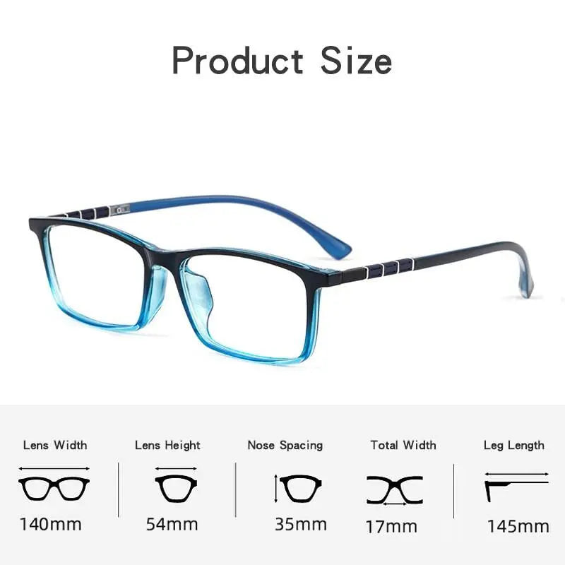 Men's Square Full Rim TR90 Sports Glasses 96005R — view 7 | Rx Spectacle