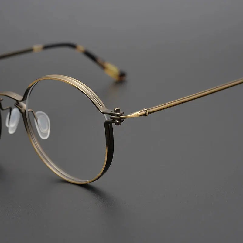 Unisex Round Full Rim Titanium Prescription Glasses Tv002 — view 5 | Rx Spectacle