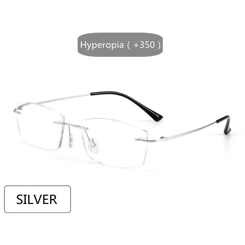 Unisex Square Rimless Titanium Reading Glasses 8161 — view 12 | Rx Spectacle