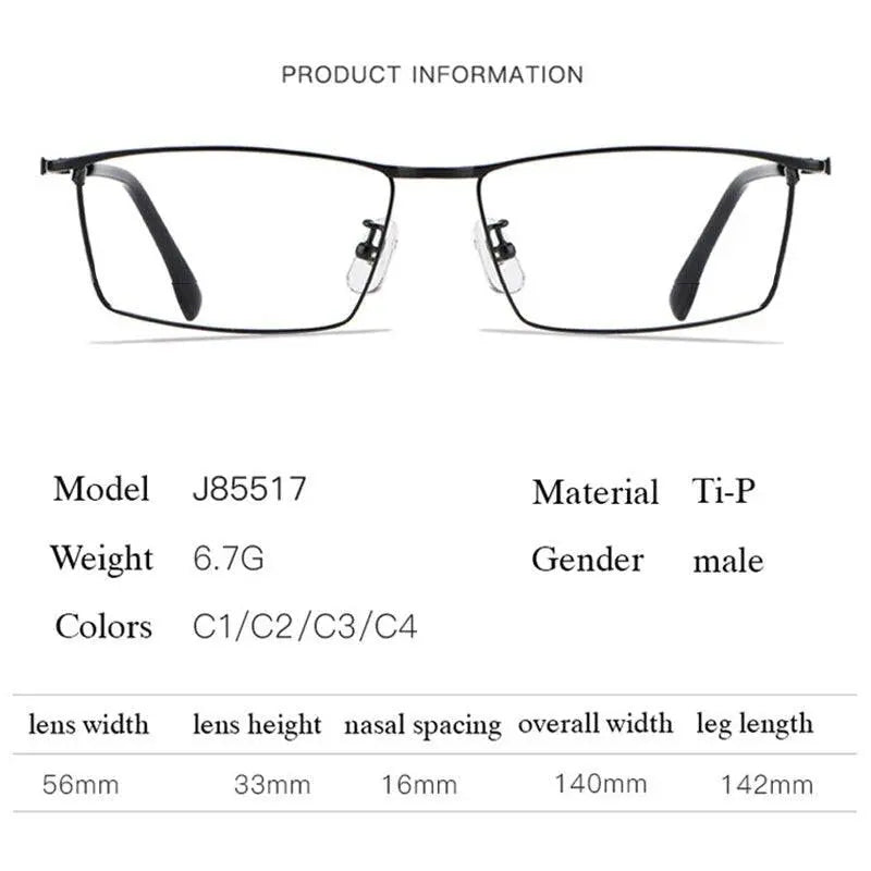 Men's Rectangular Full Rim Titanium Prescription Glasses J85517 — view 7 | Rx Spectacle