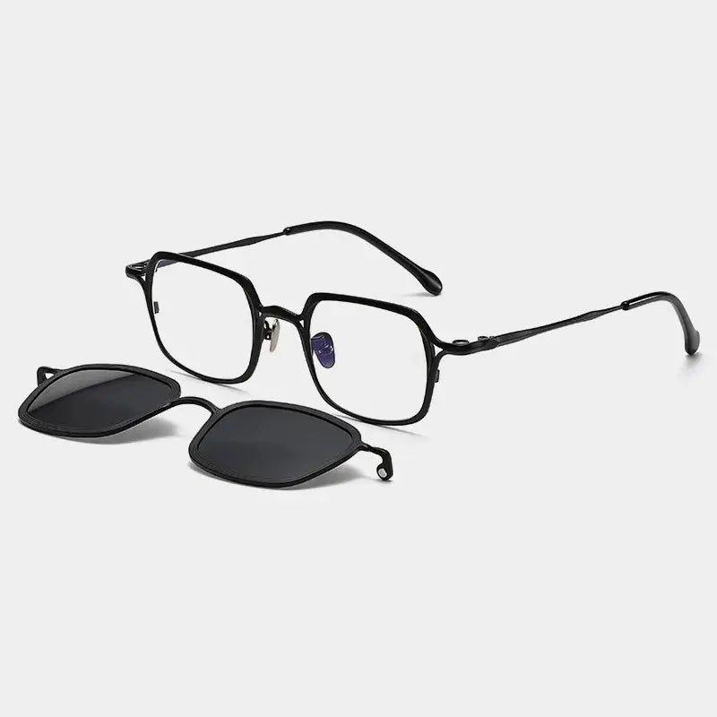 Men's Square Full Rim Titanium Clip-On Prescription Glasses 5969 — view 3 | Rx Spectacle