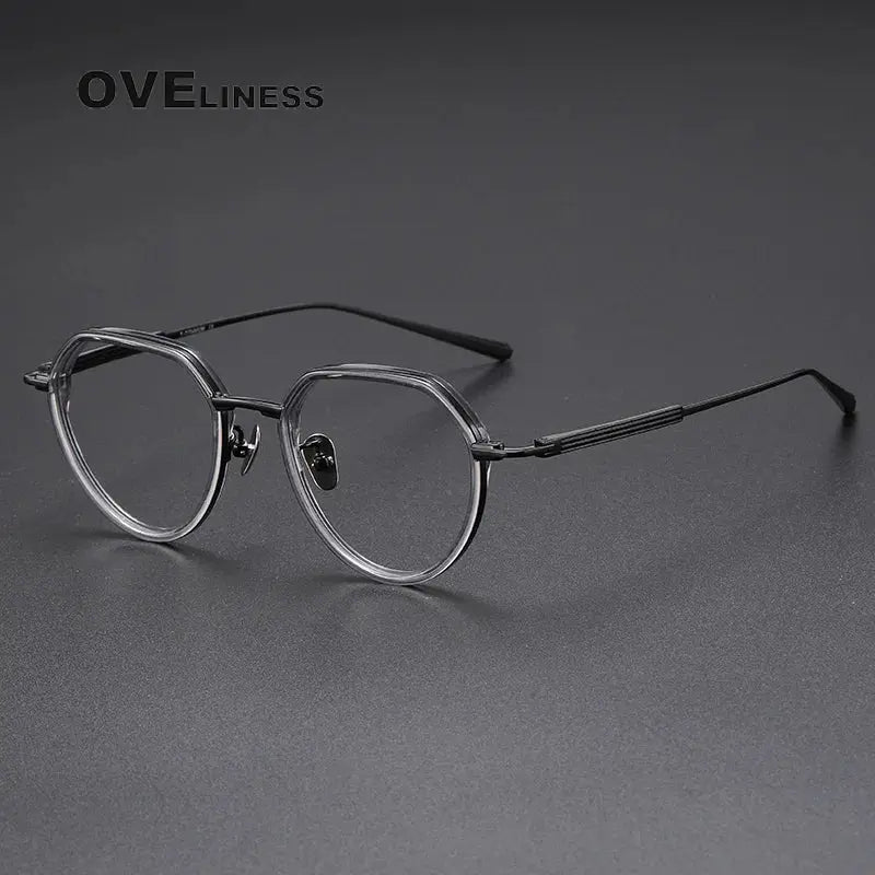 Unisex Round Full Rim Titanium Flat Top Prescription Glasses O6701 — view 7 | Rx Spectacle