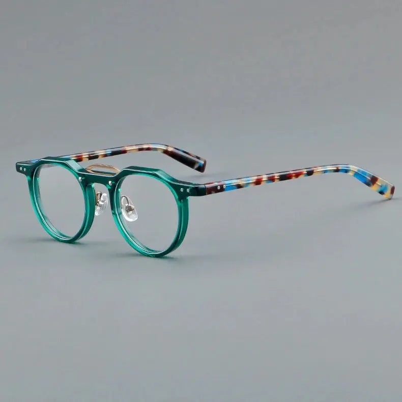 Unisex Round Full Rim Acetate Prescription Glasses Y5805 — view 10 | Rx Spectacle