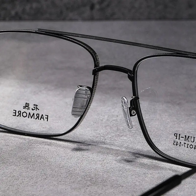 Unisex Square Full Rim Titanium Double Bridge Prescription Glasses Fm039 — view 8 | Rx Spectacle