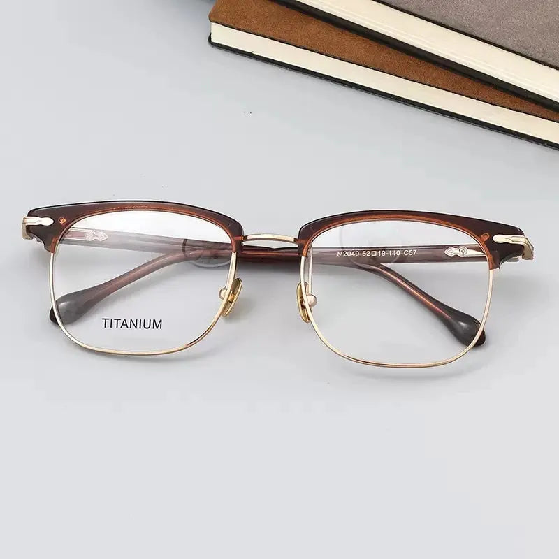 Unisex Square Full Rim Titanium Prescription Glasses M2049 — view 2 | Rx Spectacle