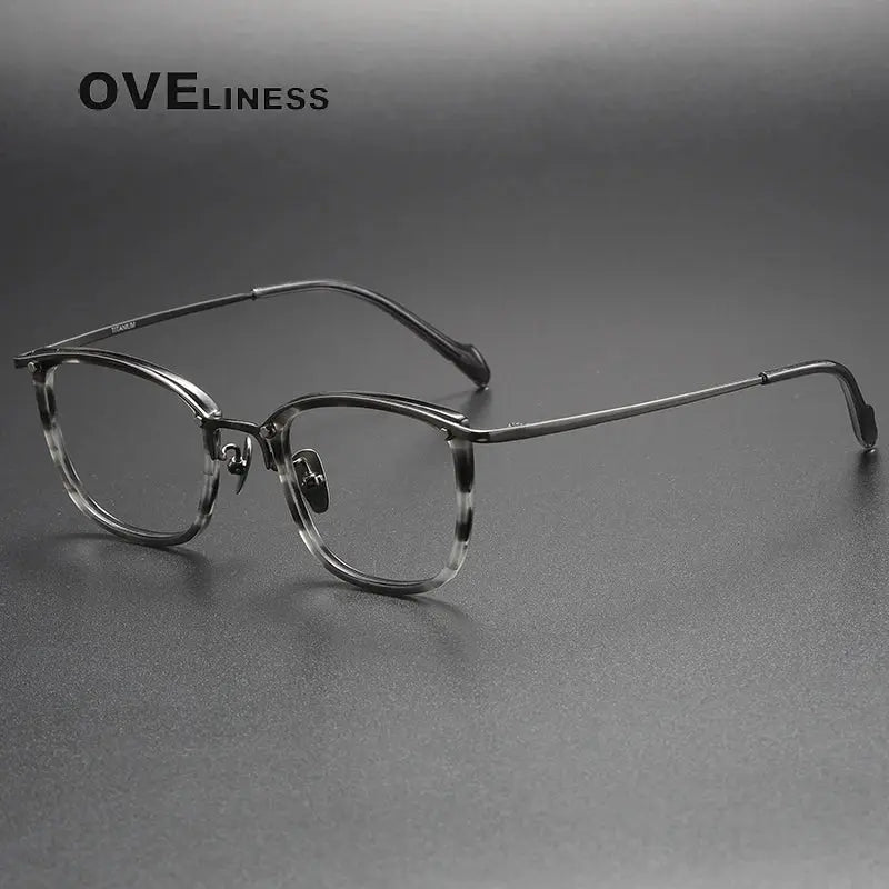 Unisex Square Full Rim Titanium Prescription Glasses Y053 — view 2 | Rx Spectacle