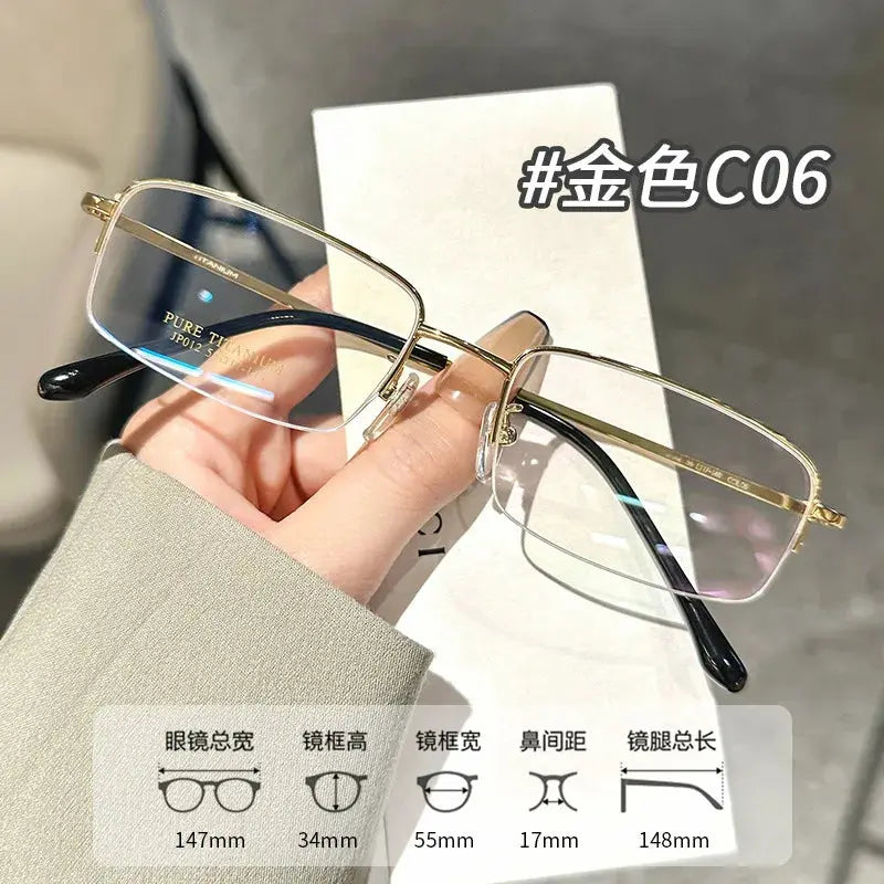 Men's Square Semi-Rimless Titanium Prescription Glasses 229012 — view 4 | Rx Spectacle