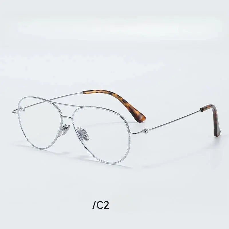 Unisex Oval Full Rim Titanium Double Bridge Prescription Glasses 30918 — view 5 | Rx Spectacle