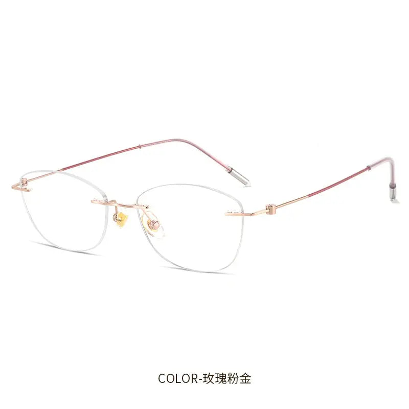 Women's Cat Eye Rimless Titanium Prescription Glasses 6071 — view 6 | Rx Spectacle
