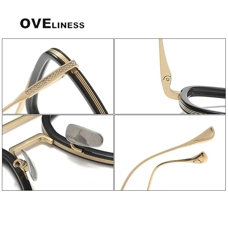 Unisex Square Full Rim Titanium Double Bridge Prescription Glasses I0006 — view 6 | Rx Spectacle