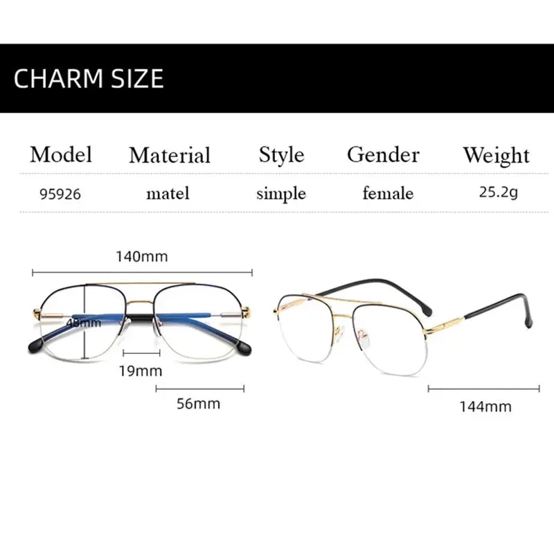 Unisex Square Semi-Rimless Titanium Prescription Glasses 95926 — view 2 | Rx Spectacle