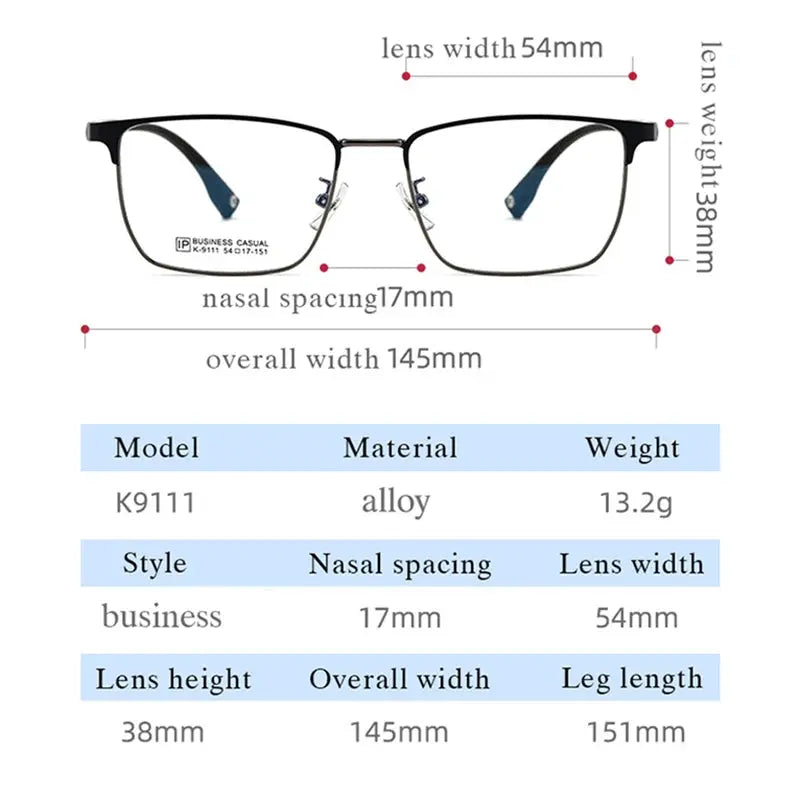 Men's Square Full Rim Titanium Prescription Glasses 79111 — view 2 | Rx Spectacle