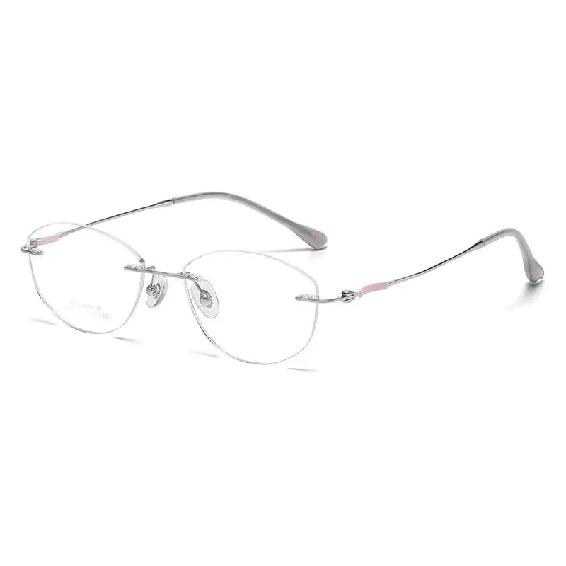 Women's Cat Eye Rimless Titanium Prescription Glasses 6033 — view 5 | Rx Spectacle
