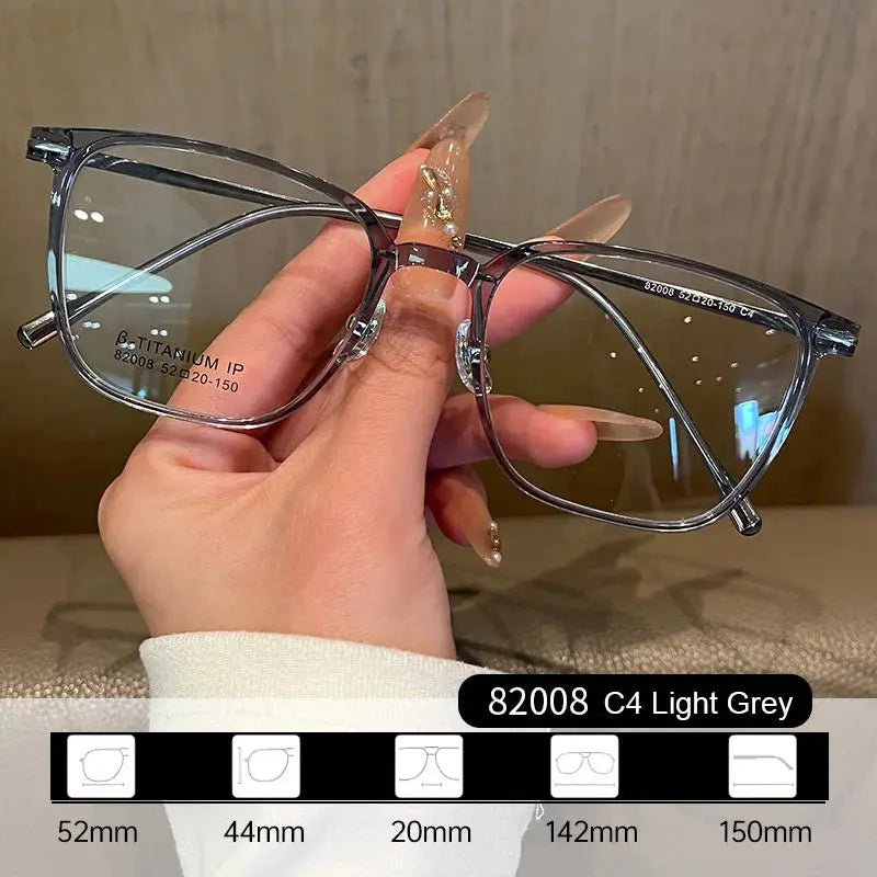 Women's Square Full Rim Titanium Prescription Glasses 82008 — view 7 | Rx Spectacle