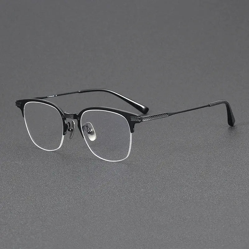Unisex Square Semi-Rimless Titanium Oversized Prescription Glasses 396424 — view 7 | Rx Spectacle