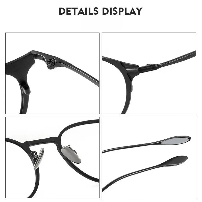 Unisex Round Full Rim Titanium Prescription Glasses Y0061 — view 6 | Rx Spectacle