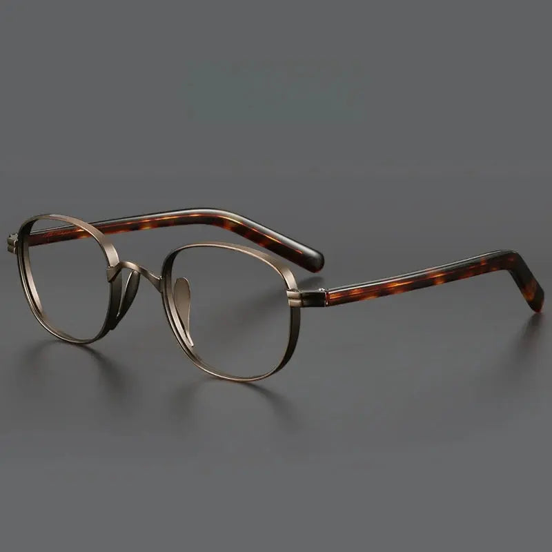 Men's Oval Full Rim Titanium Prescription Glasses Y8017 — view 8 | Rx Spectacle