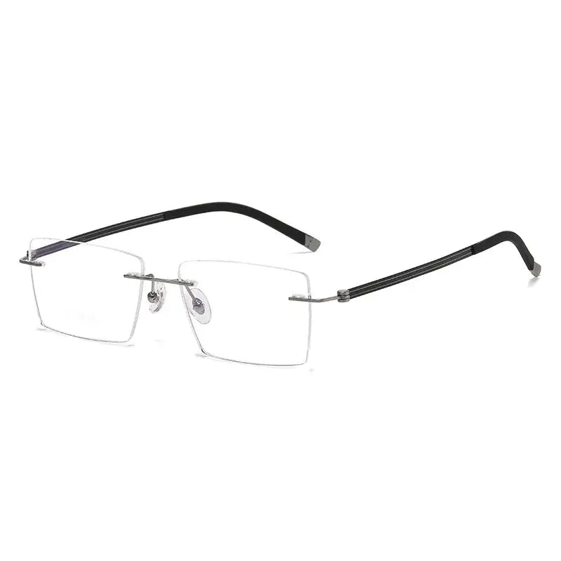 Unisex Polygon Rimless Titanium Prescription Glasses 60547 — view 3 | Rx Spectacle