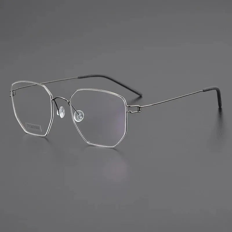 Unisex Irregular Full Rim Titanium Screwless Prescription Glasses 14020 — view 3 | Rx Spectacle