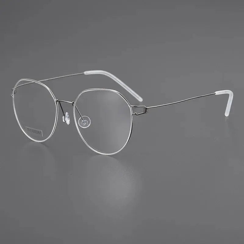 Women's Round Full Rim Titanium Flat Top Prescription Glasses 64135 — view 5 | Rx Spectacle
