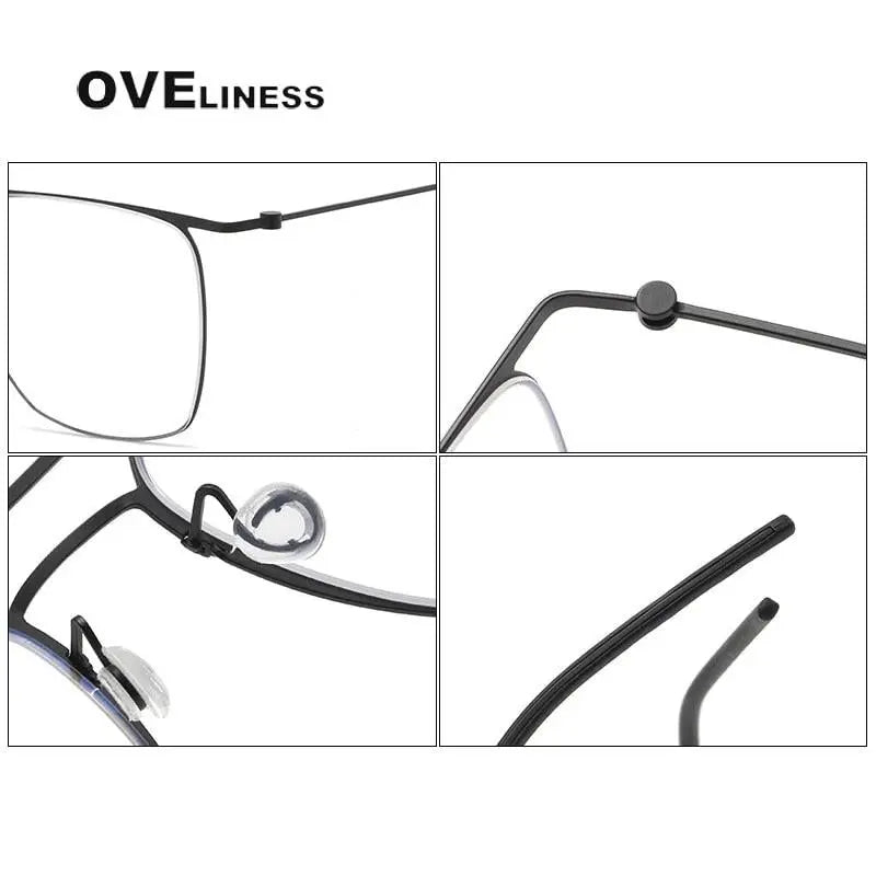 Men's Square Full Rim Titanium Double Bridge Prescription Glasses 5502 — view 7 | Rx Spectacle