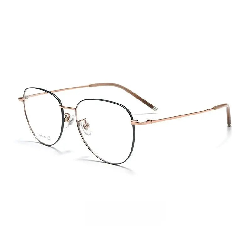 Unisex Oval Full Rim Titanium Flat Top Prescription Glasses 68201 — view 6 | Rx Spectacle
