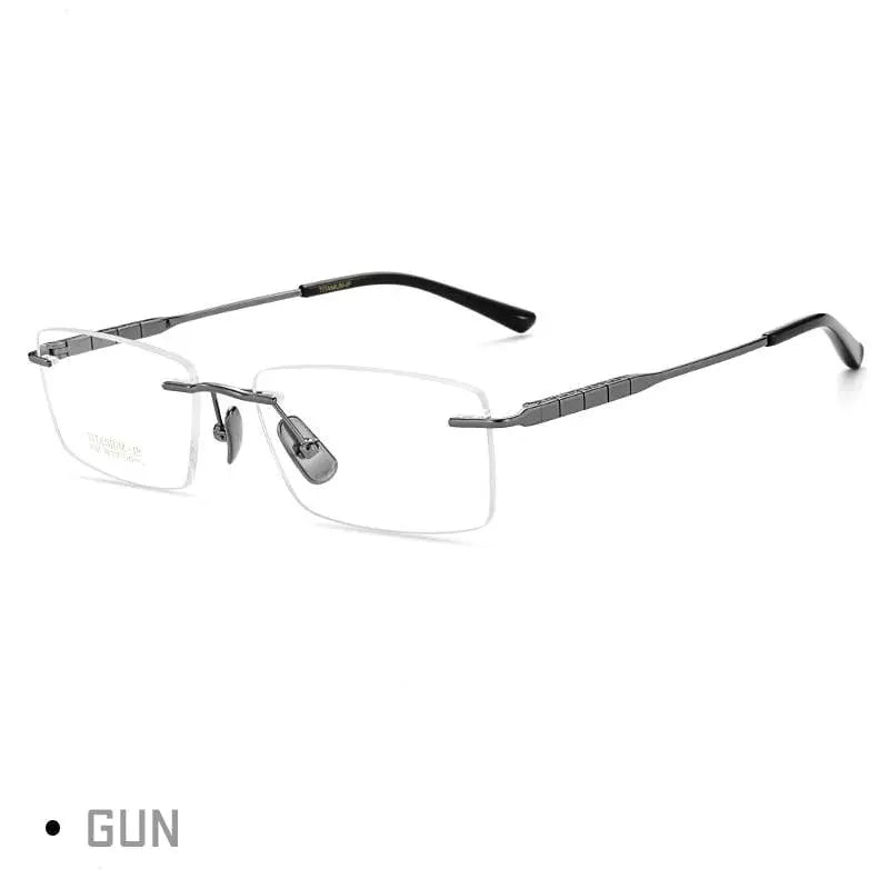 Men's Square Rimless Titanium Prescription Glasses 91091 — view 5 | Rx Spectacle
