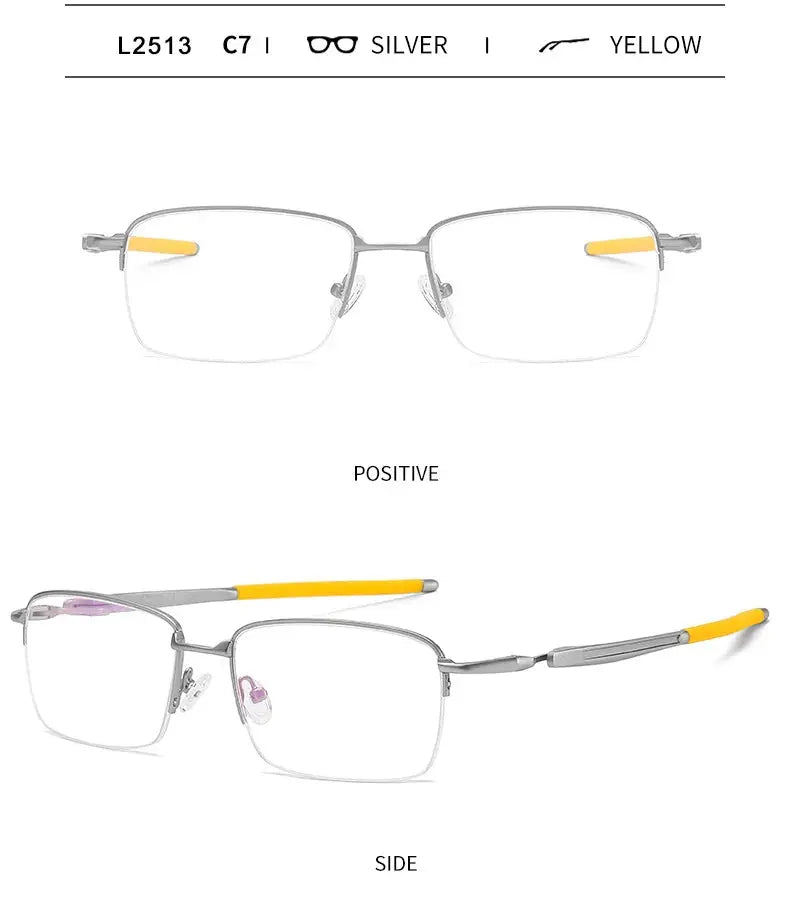 Unisex Square Semi-Rimless Acetate Prescription Glasses 952181 — view 5 | Rx Spectacle